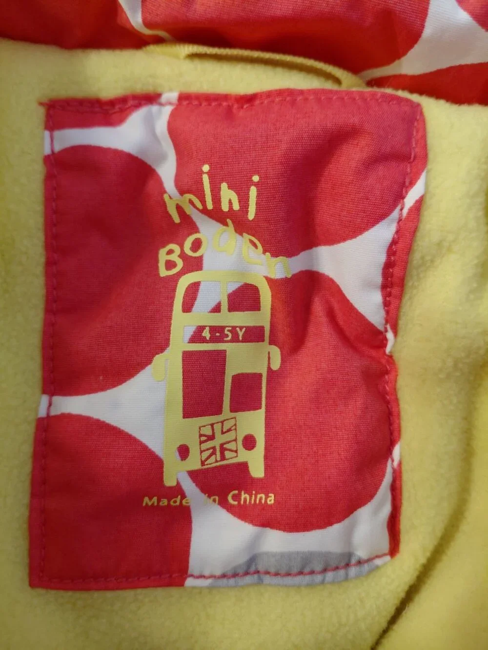 Mini Boden Pink Yellow Coat Jacket Kids Youth 4/5